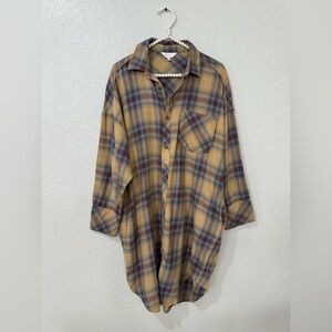 Moussy Plaid Button-Up Shirt Dress Free size